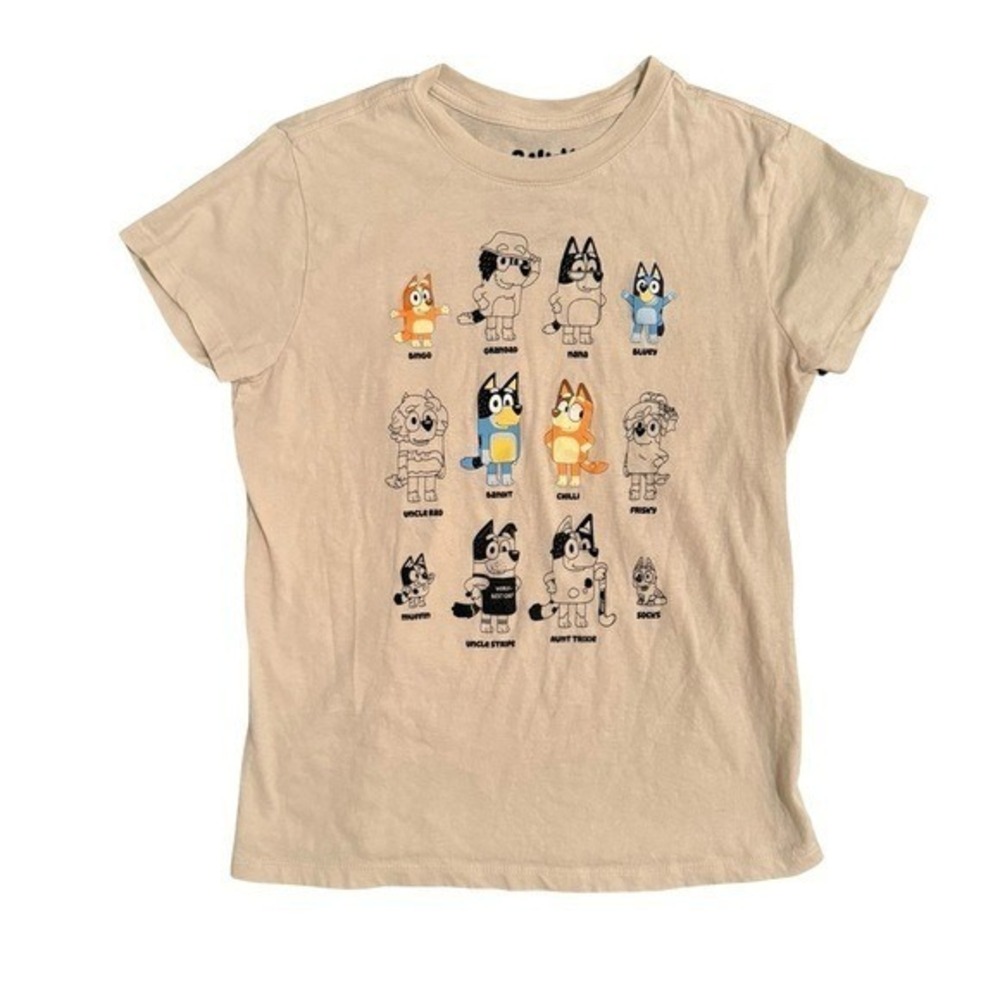 Bluey Graphic T-Shirt Tan Character Cotton Tee Women XS